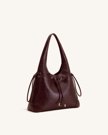 Celandra Drawstring Hobo Bag - Deep Burgundy