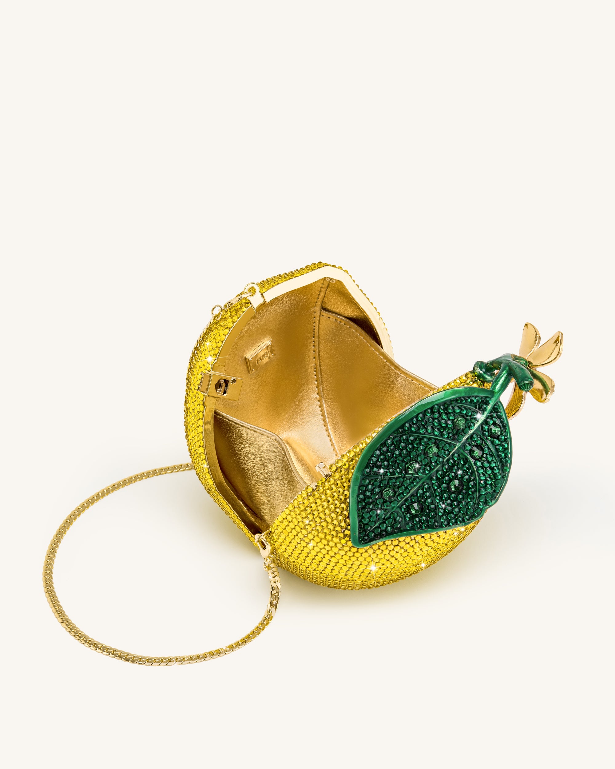 Lemon-Inspired Rhinestone Clutch - Yellow