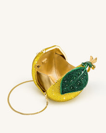 Lemon-Inspired Rhinestone Clutch - Yellow