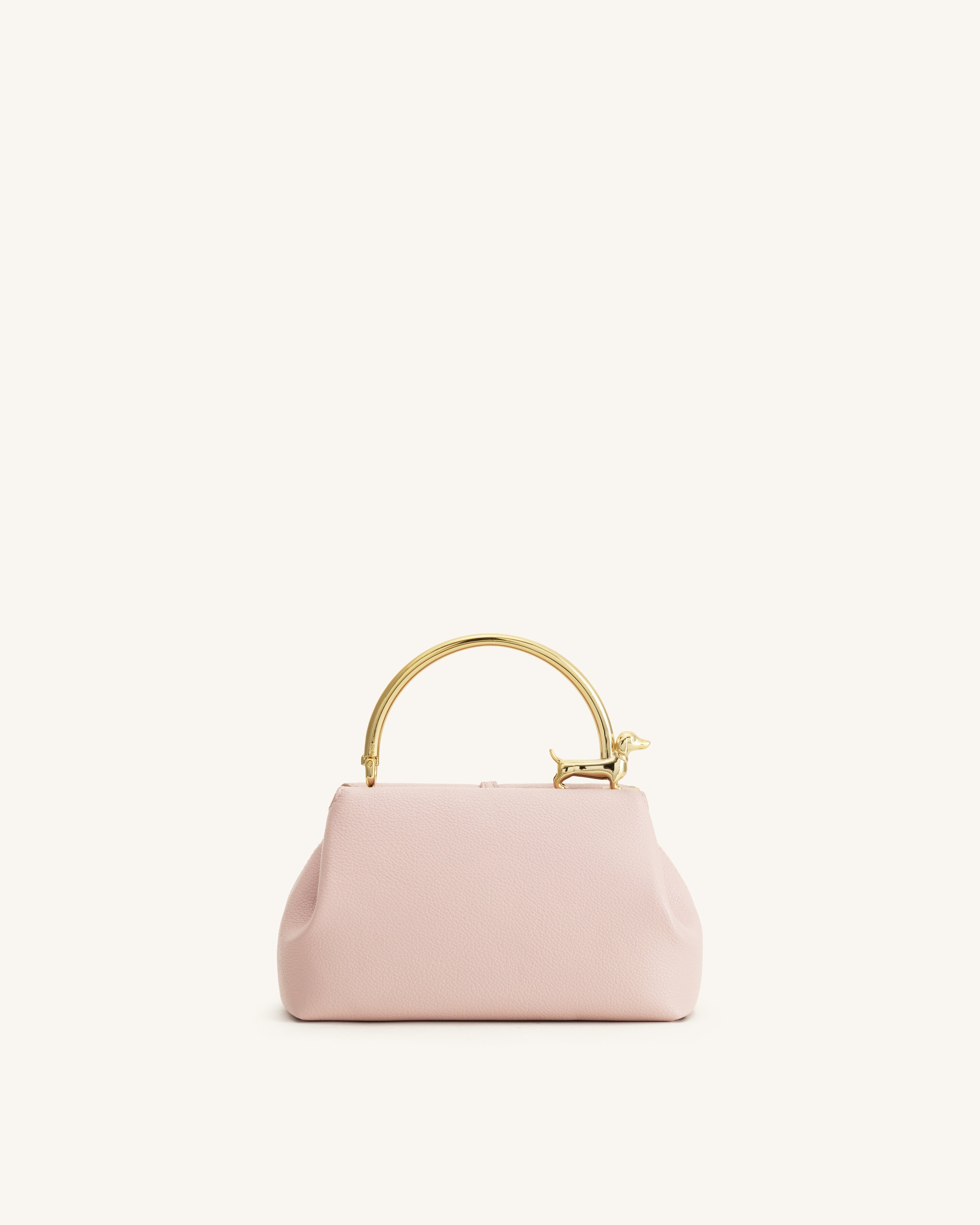 Bruna Dachshund Metal Handle Top Handle Bag - Light Pink