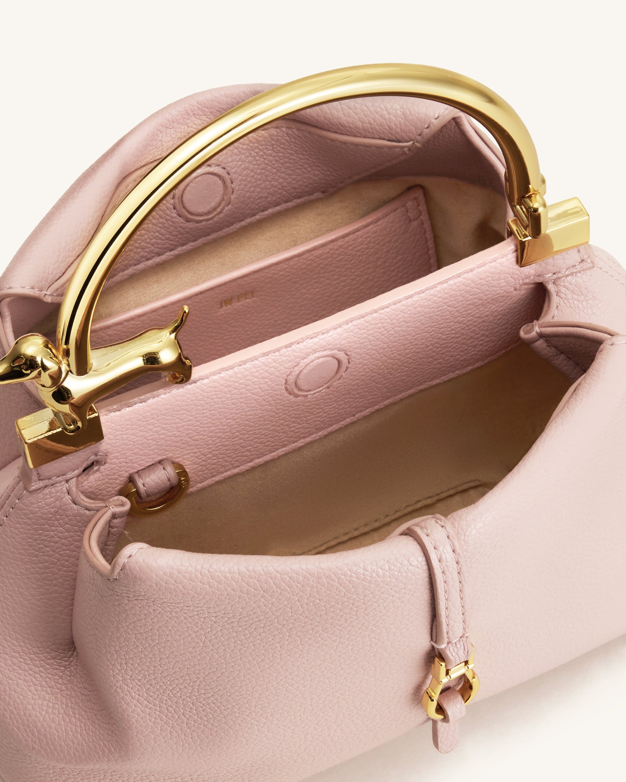 Bruna Dachshund Metal Handle Top Handle Bag - Light Pink