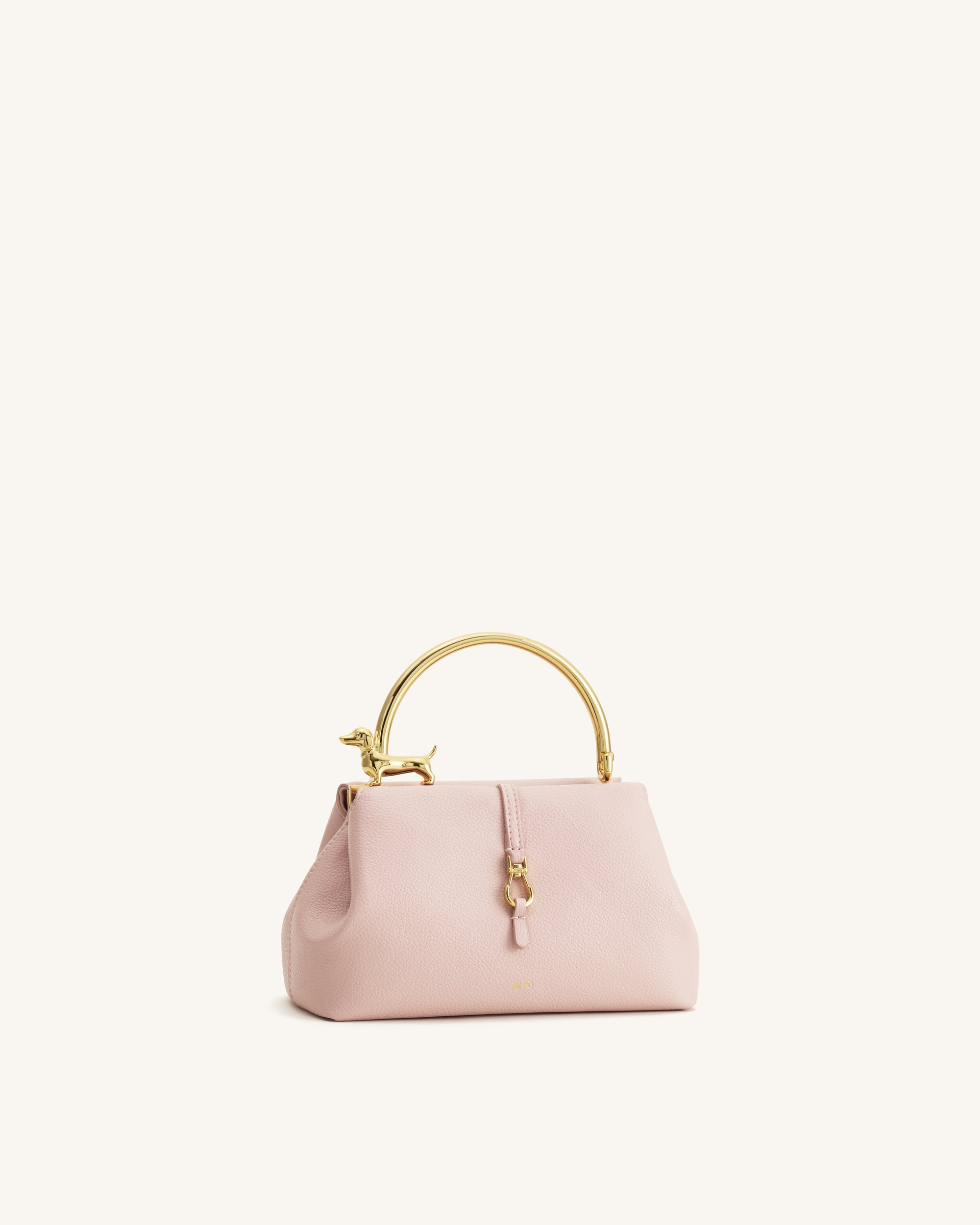 Bruna Dachshund Metal Handle Top Handle Bag - Light Pink