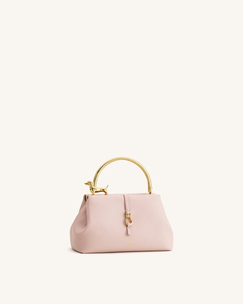 Bruna Dachshund Metal Handle Top Handle Bag - Light Pink