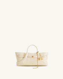 Maeve Dachshund Metal Charm Tote Bag - Ivory Croc