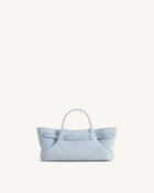 Maeve Dachshund Metal Charm Faux Suede Tote Bag - Blue