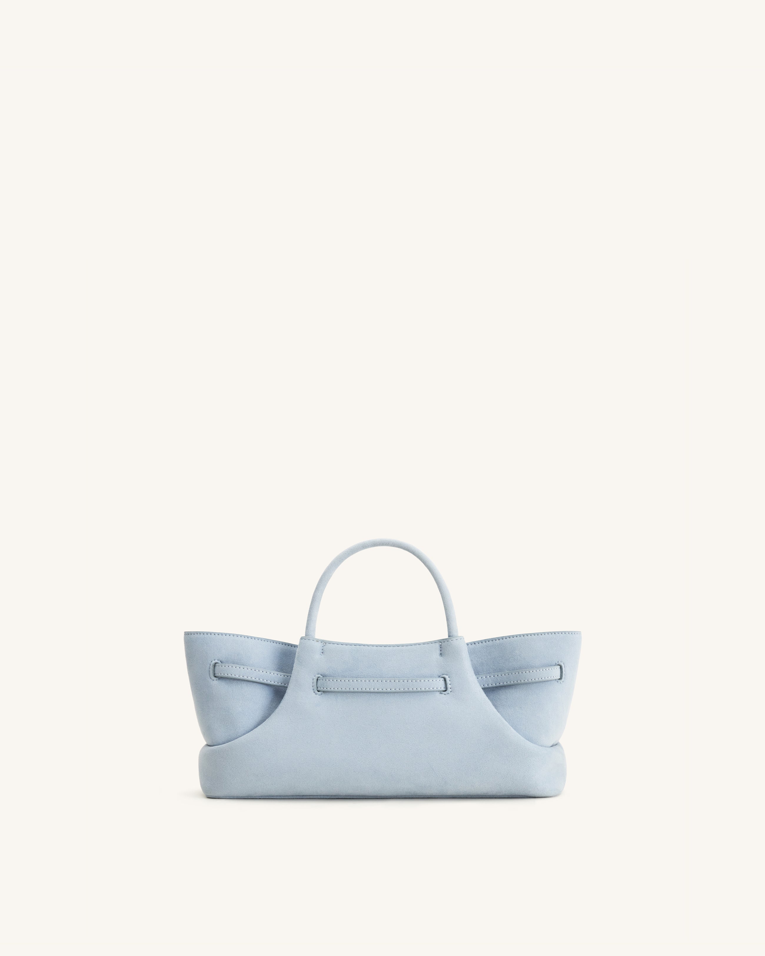 Maeve Dachshund Metal Charm Faux Suede Tote Bag - Blue