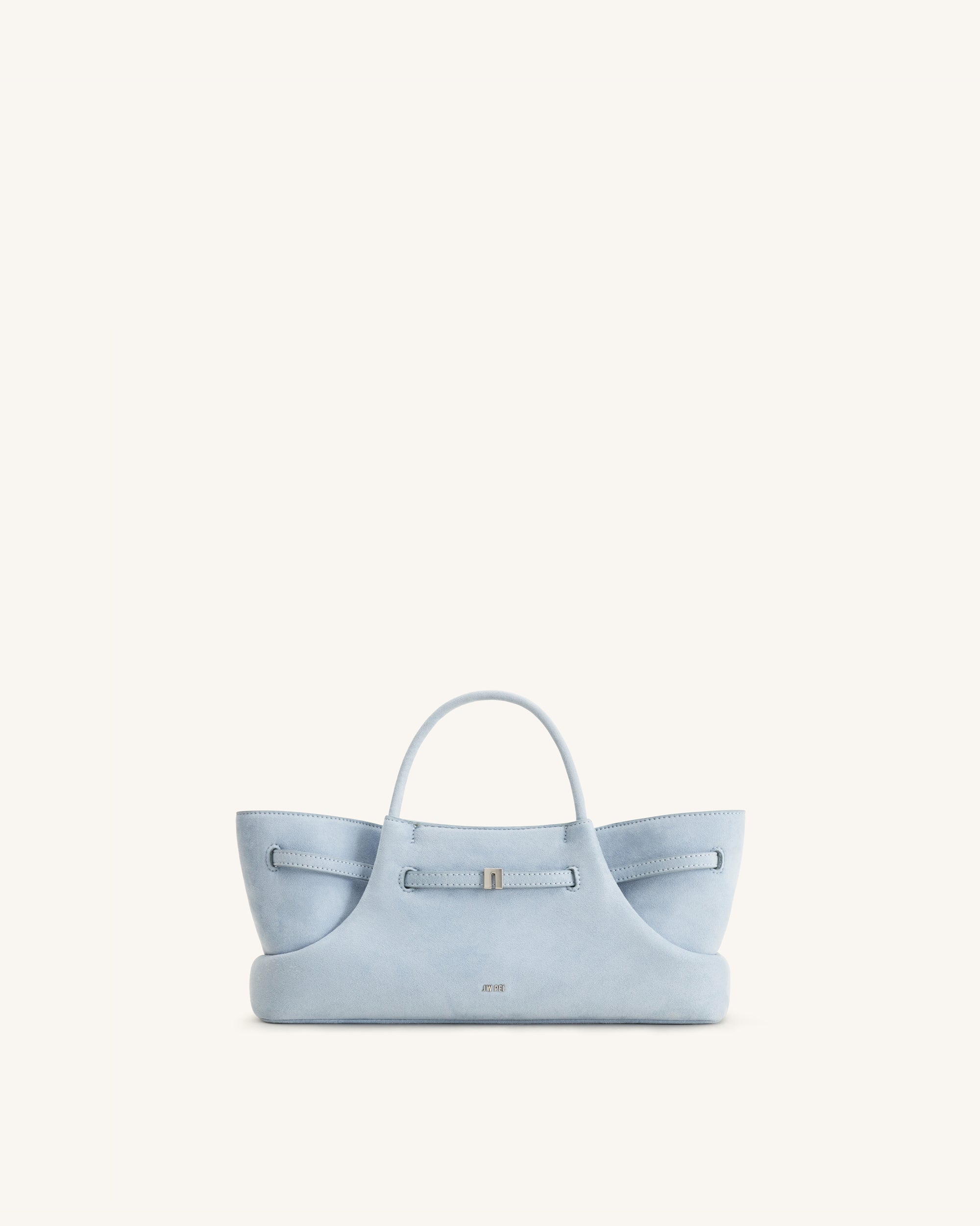 Maeve Dachshund Metal Charm Faux Suede Tote Bag - Blue