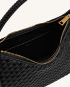 Lorena Woven Shoulder Bag - Black