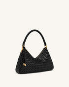 Lorena Woven Shoulder Bag - Black