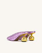 Ellie Woven Square-Toe Mule Heels - Purple