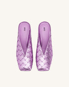 Ellie Woven Square-Toe Mule Heels - Purple