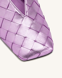 Ellie Woven Square-Toe Mule Heels - Purple