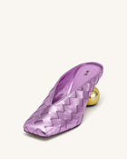 Ellie Woven Square-Toe Mule Heels - Purple