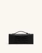 Celeste Envelope Top Handle Bag - Black Croc