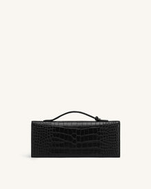 Celeste Envelope Top Handle Bag - Black Croc