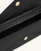 Celeste Envelope Top Handle Bag - Black Croc