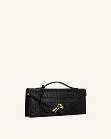 Celeste Envelope Top Handle Bag - Black Croc