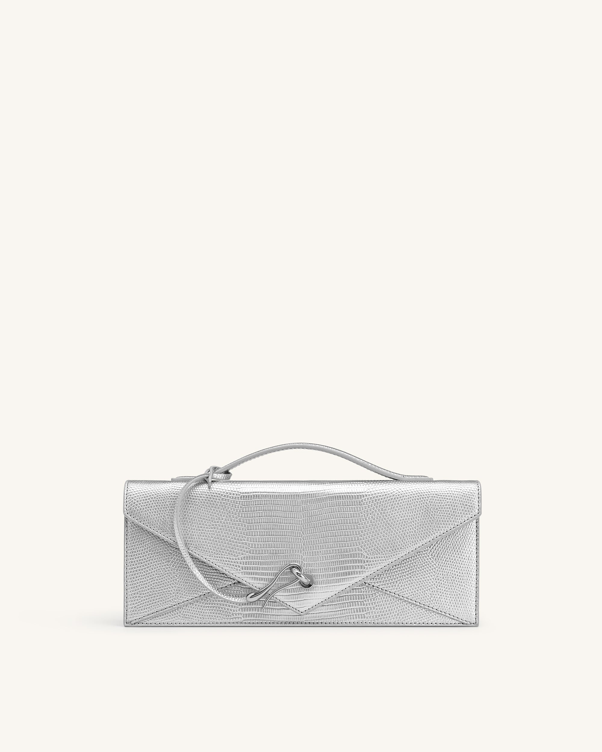 Celeste Envelope Top Handle Bag - Silver Lizard Texture