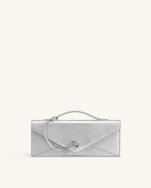 Celeste Envelope Top Handle Bag - Silver Lizard Texture