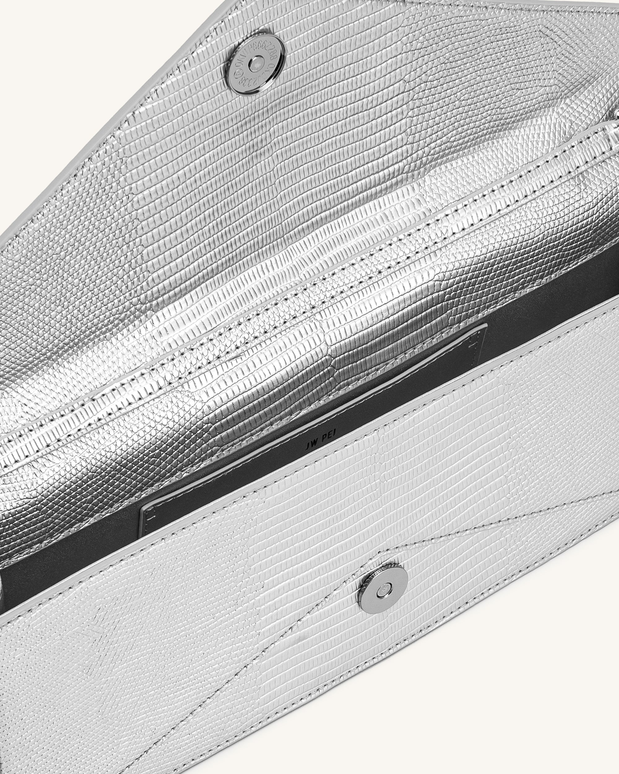 Celeste Envelope Top Handle Bag - Silver Lizard Texture
