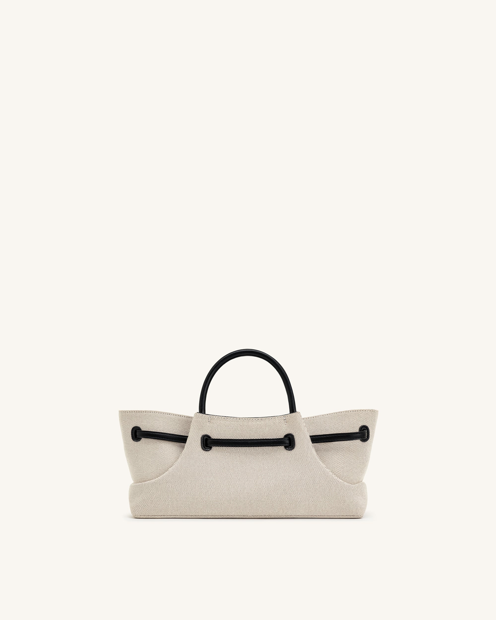 Maeve Dachshund Metal Charm Tote Bag - Black Canvasa