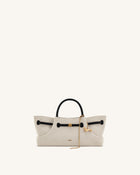 Maeve Dachshund Metal Charm Tote Bag - Black Canvasa
