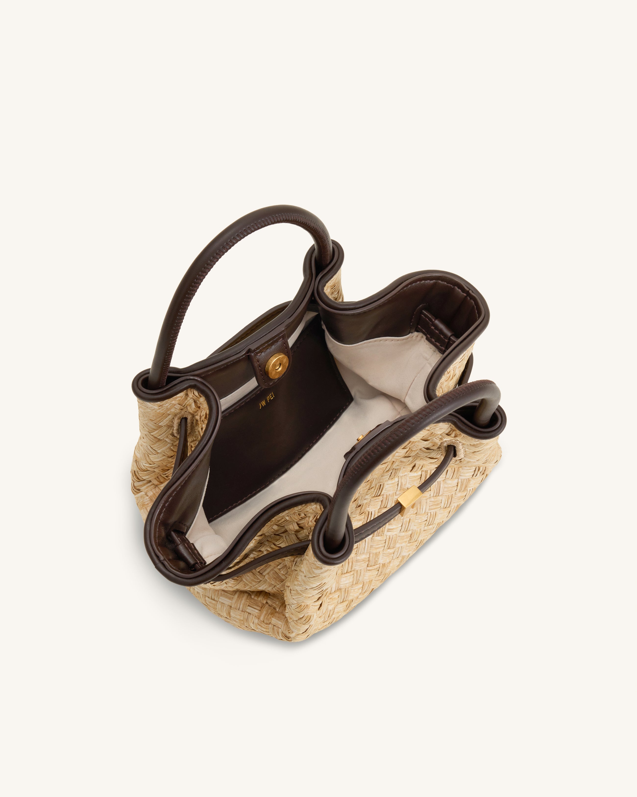 Hana Mini Faux Straw Tote Bag - Brown