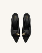 Noemi Pointed-Toe Mule Heels - Black