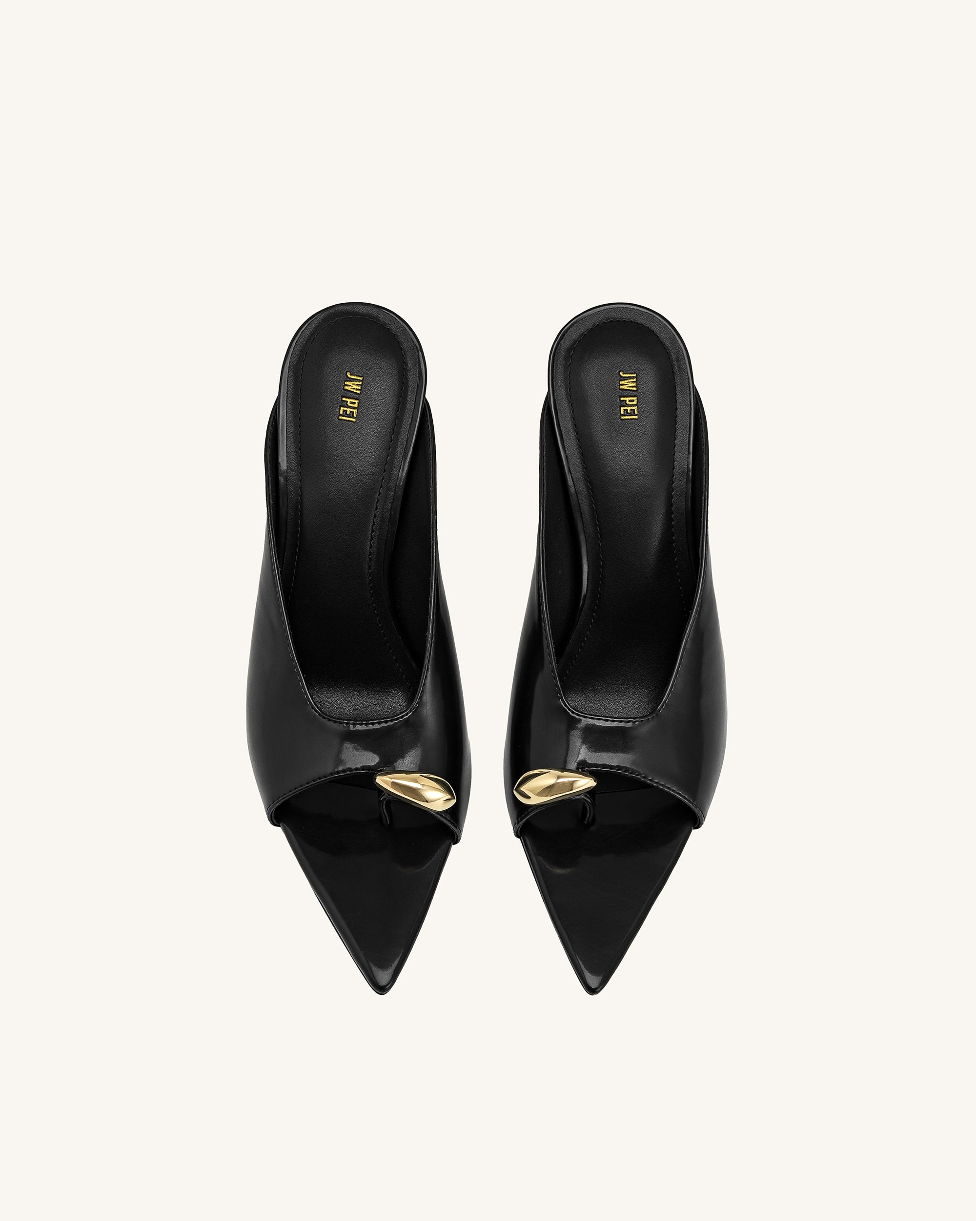 Noemi Pointed-Toe Mule Heels - Black