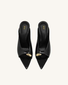 Noemi Pointed-Toe Mule Heels - Black