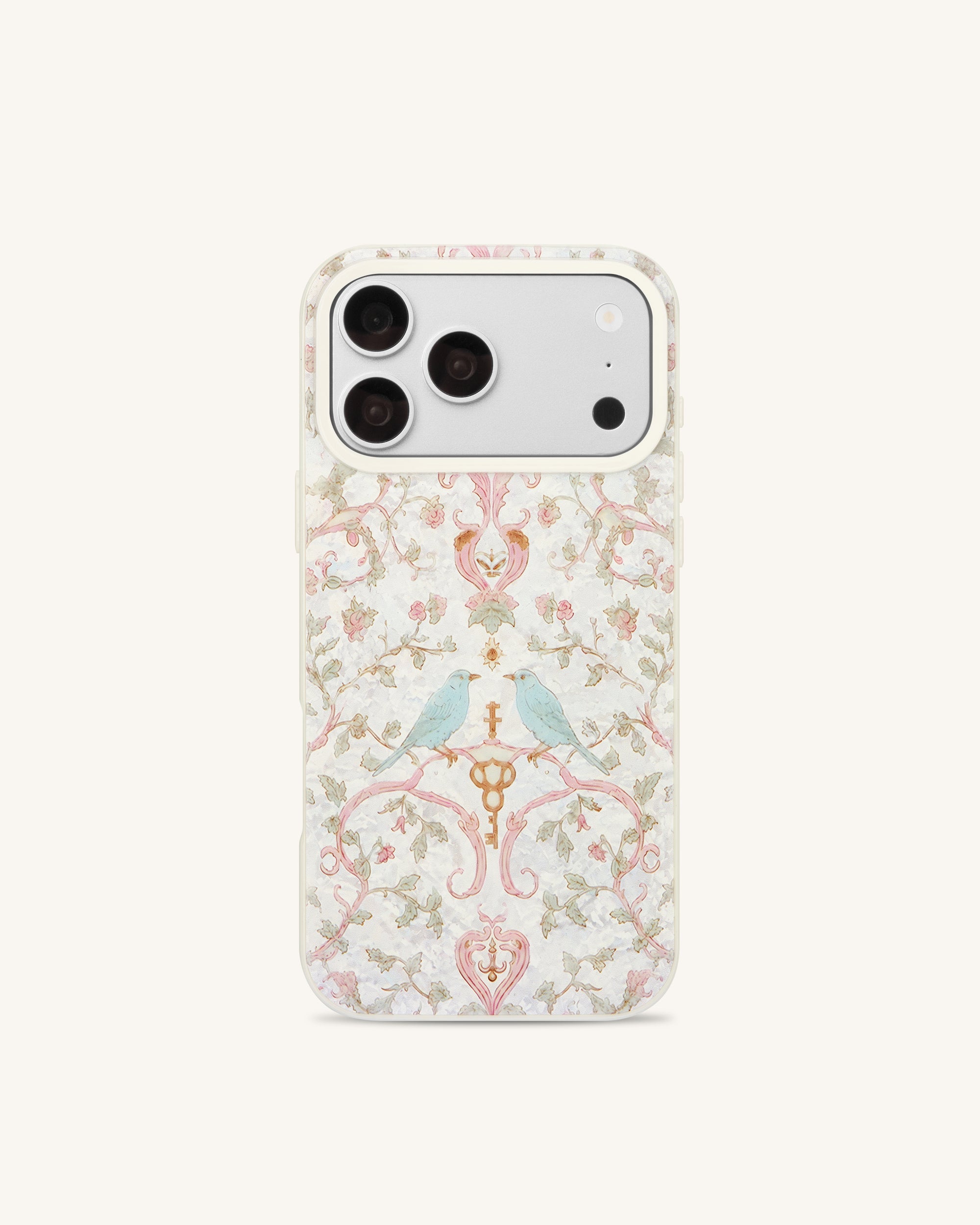 Vintage Romance Bird Pearl Shell Phone Case - White