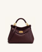 Lucia Classic Woven Top Handle Bag - Dark Burgundy