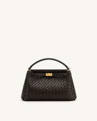 Carmen Woven Top Handle Bag - Dark Brown