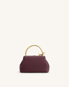 Bruna Dachshund Metal Handle Top Handle Bag - Burgundy