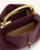 Bruna Dachshund Metal Handle Top Handle Bag - Burgundy