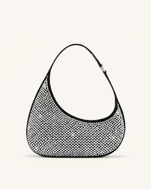 Harlee Artificial Crystal Shoulder Bag - Black