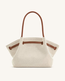 Hana Large Tote Bag - Brown Canvas