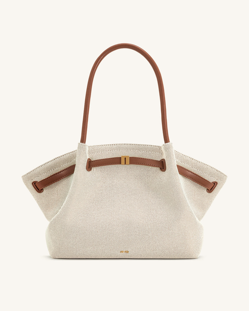 Hana Large Tote Bag - Brown Canvas
