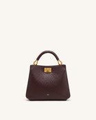 Lucia Elephant-Effect Top Handle Bag - Dark Brown