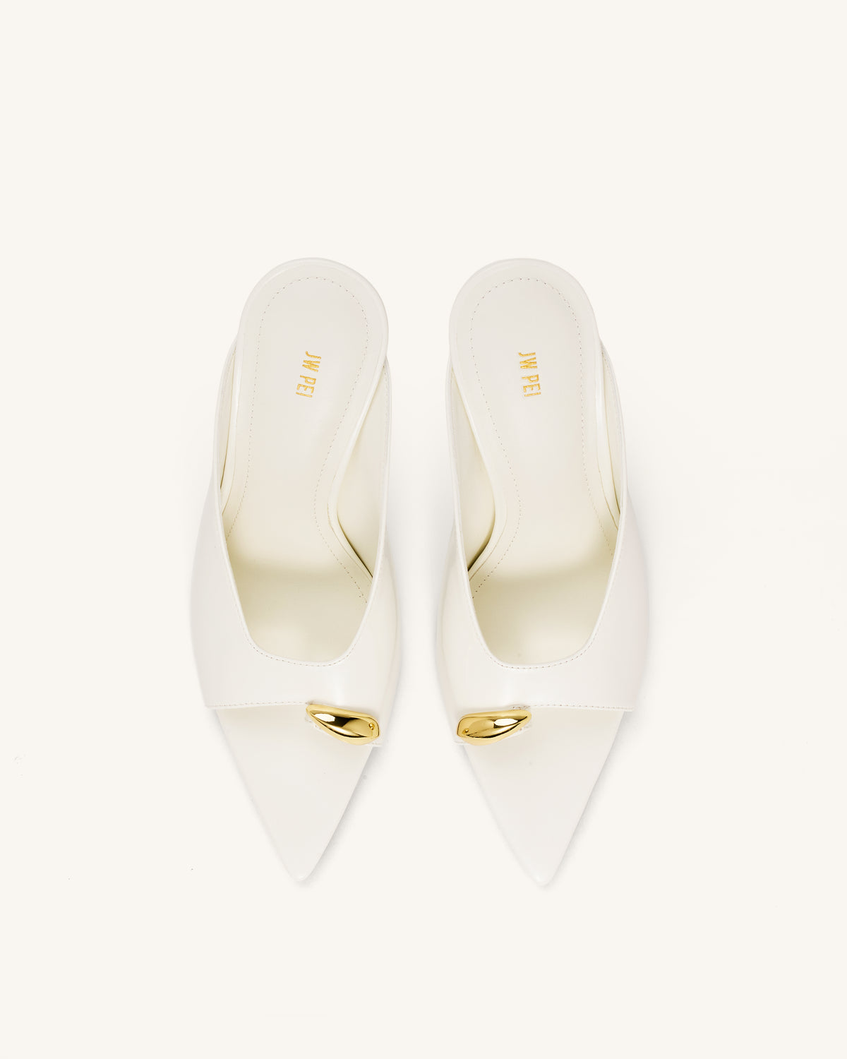 Noemi Pointed-Toe Mule Heels - White