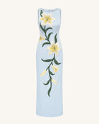 Lily Floral Print Sleeveless Column Maxi Dress - Light Blue