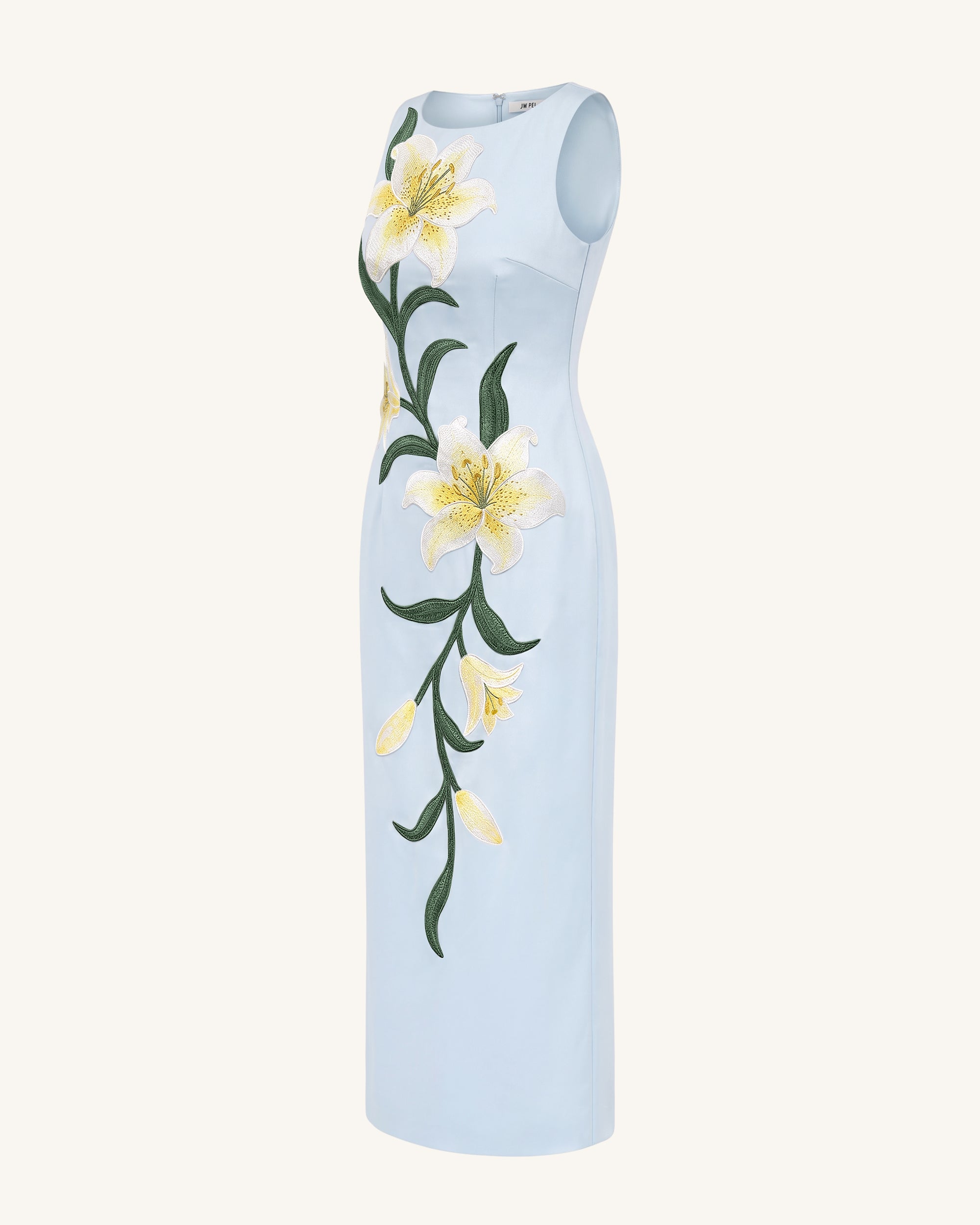 Lily Floral Print Sleeveless Column Maxi Dress - Light Blue