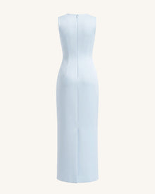 Lily Floral Print Sleeveless Column Maxi Dress - Light Blue