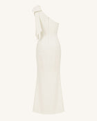 Flower Embroidered One-Shoulder Maxi Dress - Ivory