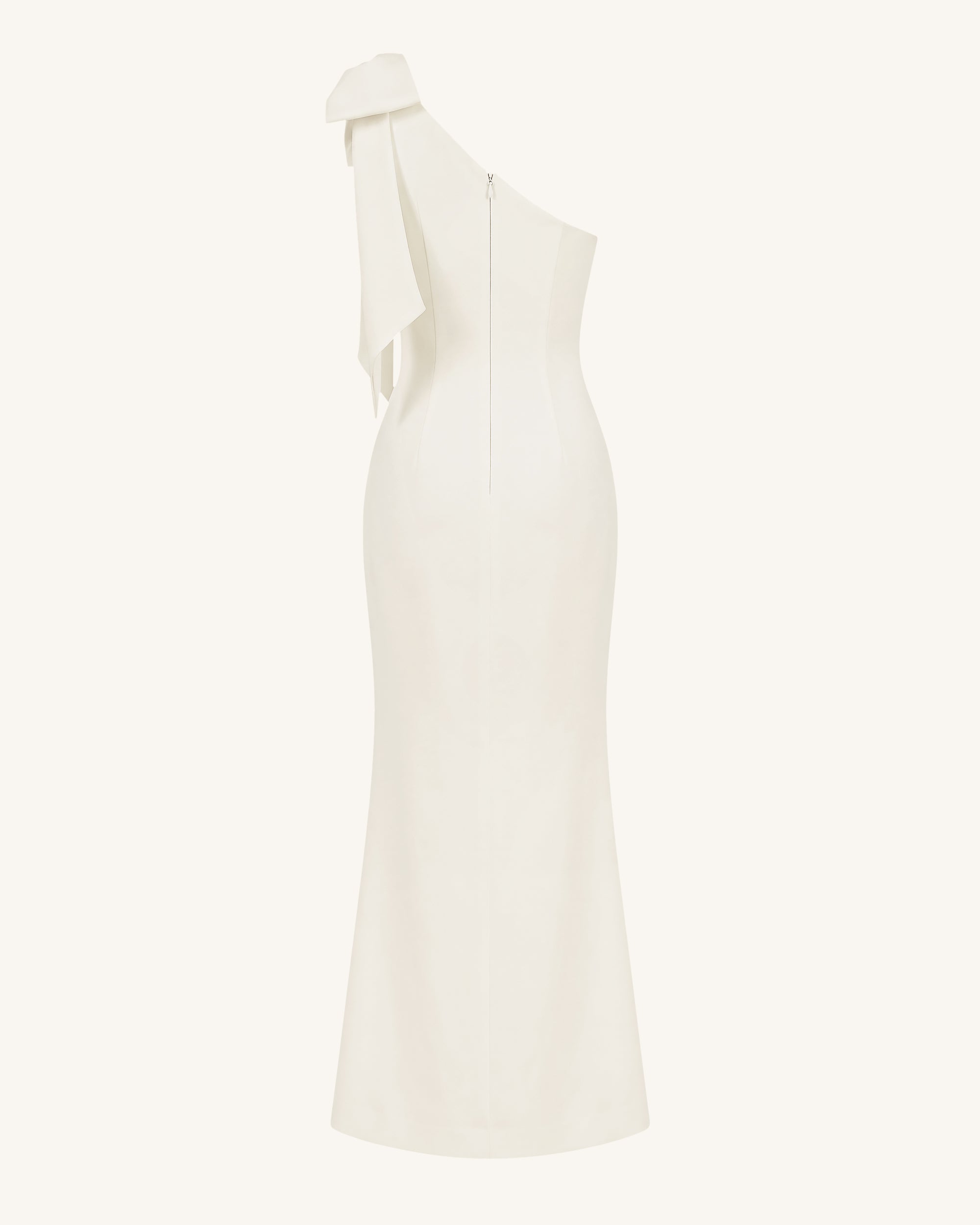 Flower Embroidered One-Shoulder Maxi Dress - Ivory