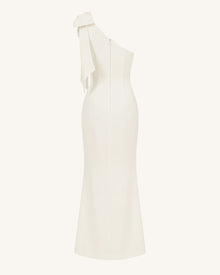 Flower Embroidered One-Shoulder Maxi Dress - Ivory