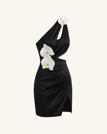 Orchid Embellished Cutout Mini Dress - Black