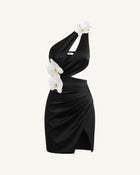 Orchid Embellished Cutout Mini Dress - Black
