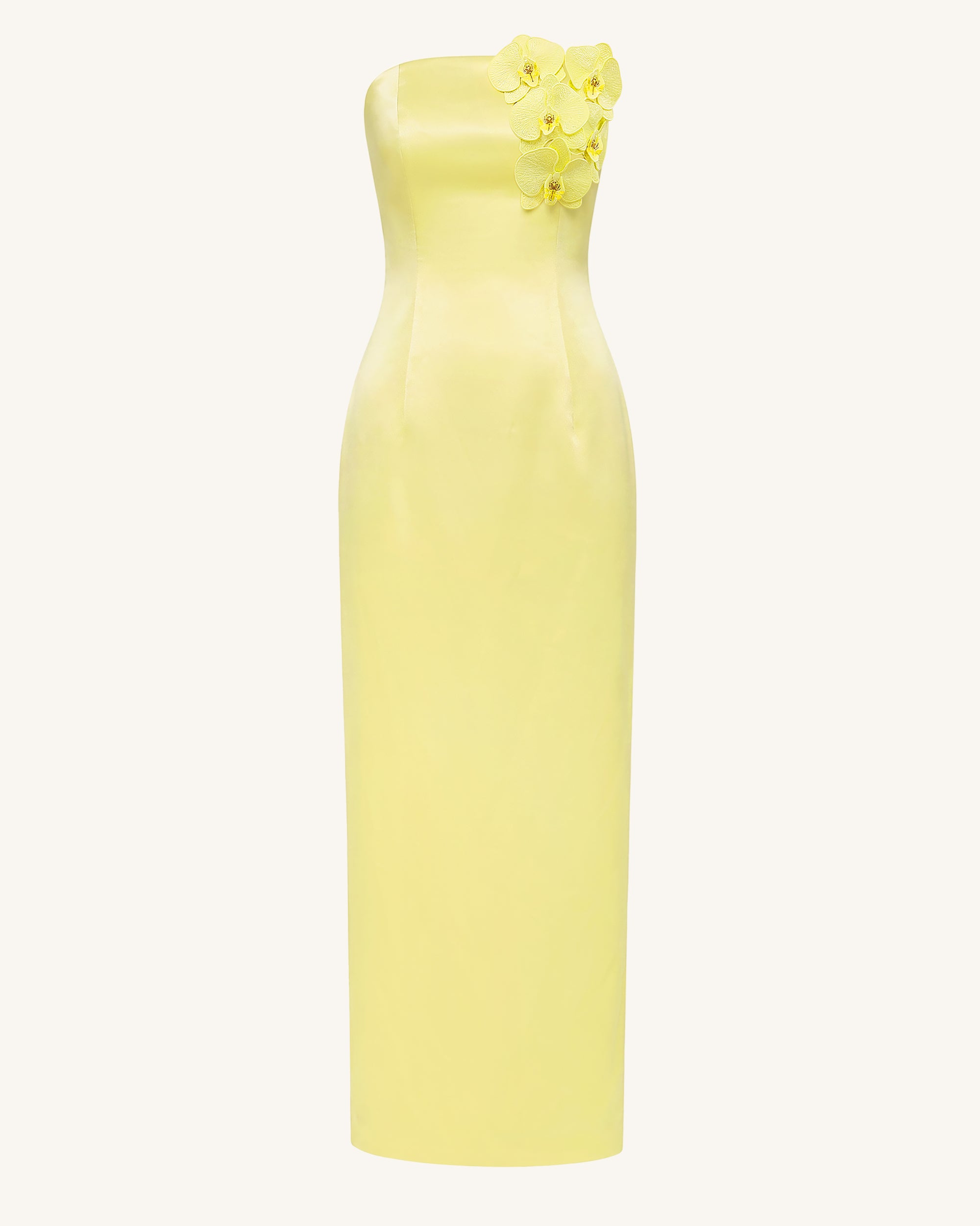 Orchid Embellished Strapless Maxi Dress - Yellow