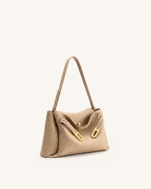 Rhea Double Buckle Shoulder Bag - Camel
